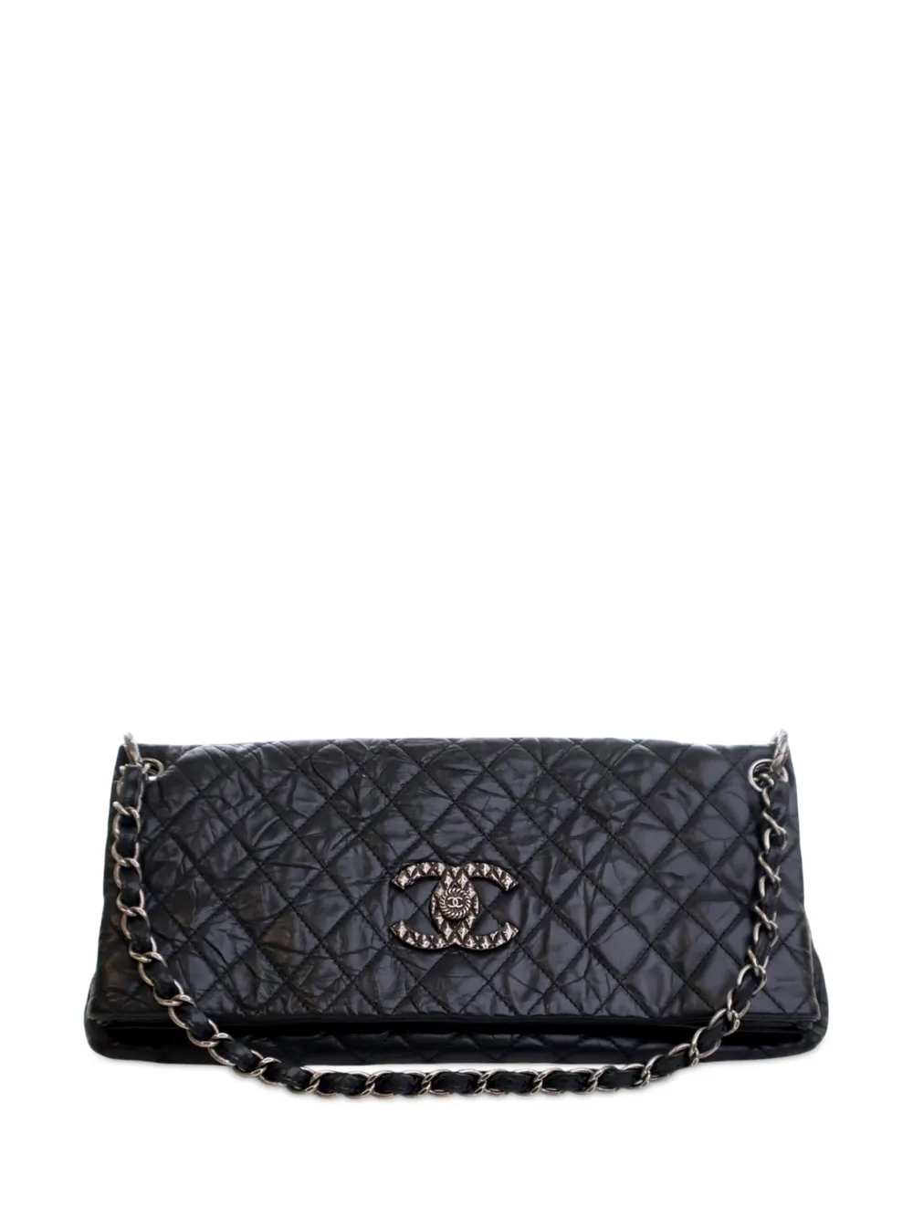 CHANEL Pre-Owned Borsa a spalla CC in pelle di vitello trapuntata con battente 2009-2010 - Nero