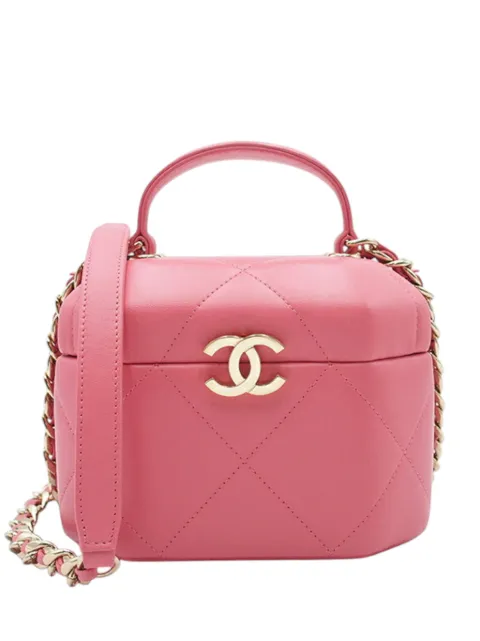 CHANEL Pre-Owned bolsa satchel Hexagon pequeña de piel de cordero con capitonado CC y asa superior 2021-2025