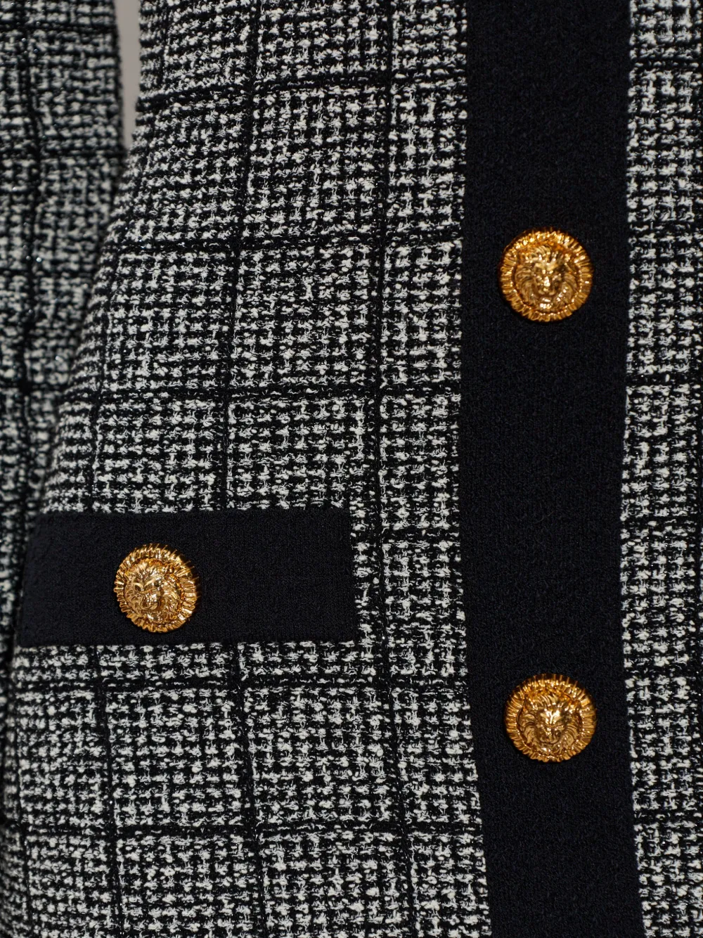 Balmain Geruite jurk met lange mouwen Grijs