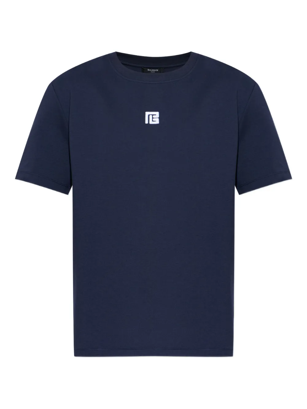 Balmain logo-embroidered crew-neck T-shirt - Blu