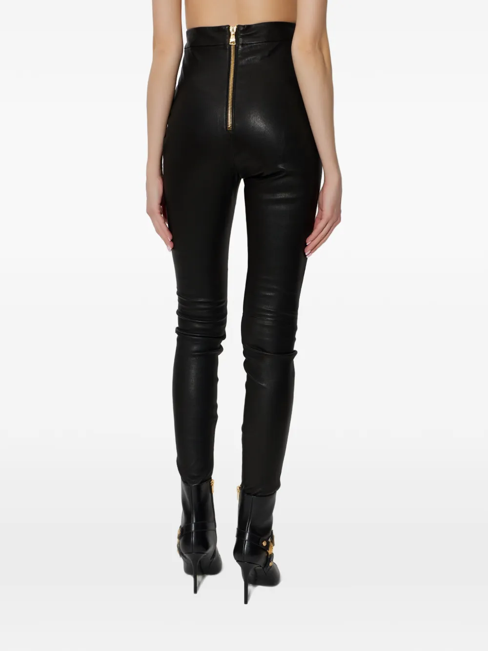 zip leather trousers