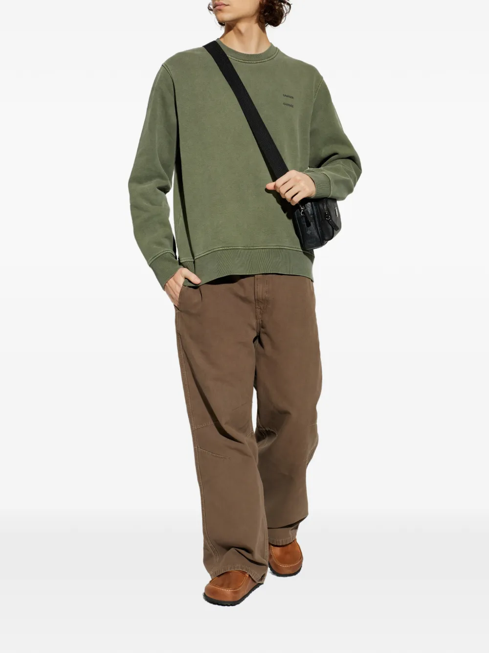 SAMSOE SAMSOE logo-print crew-neck sweatshirt - Groen