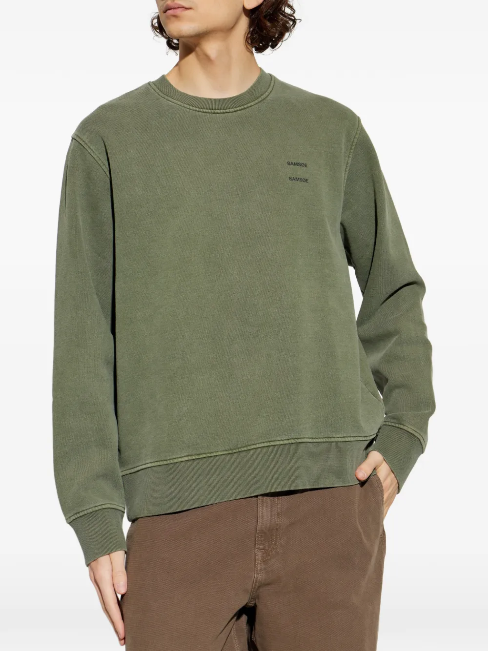  Samsoe Samsoe Logo-print Crew-neck Sweatshirt - Green 