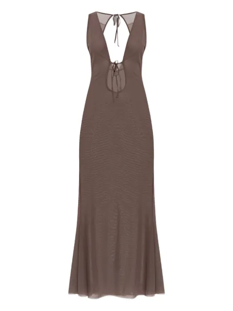 Bond-eye mesh tie maxi dress