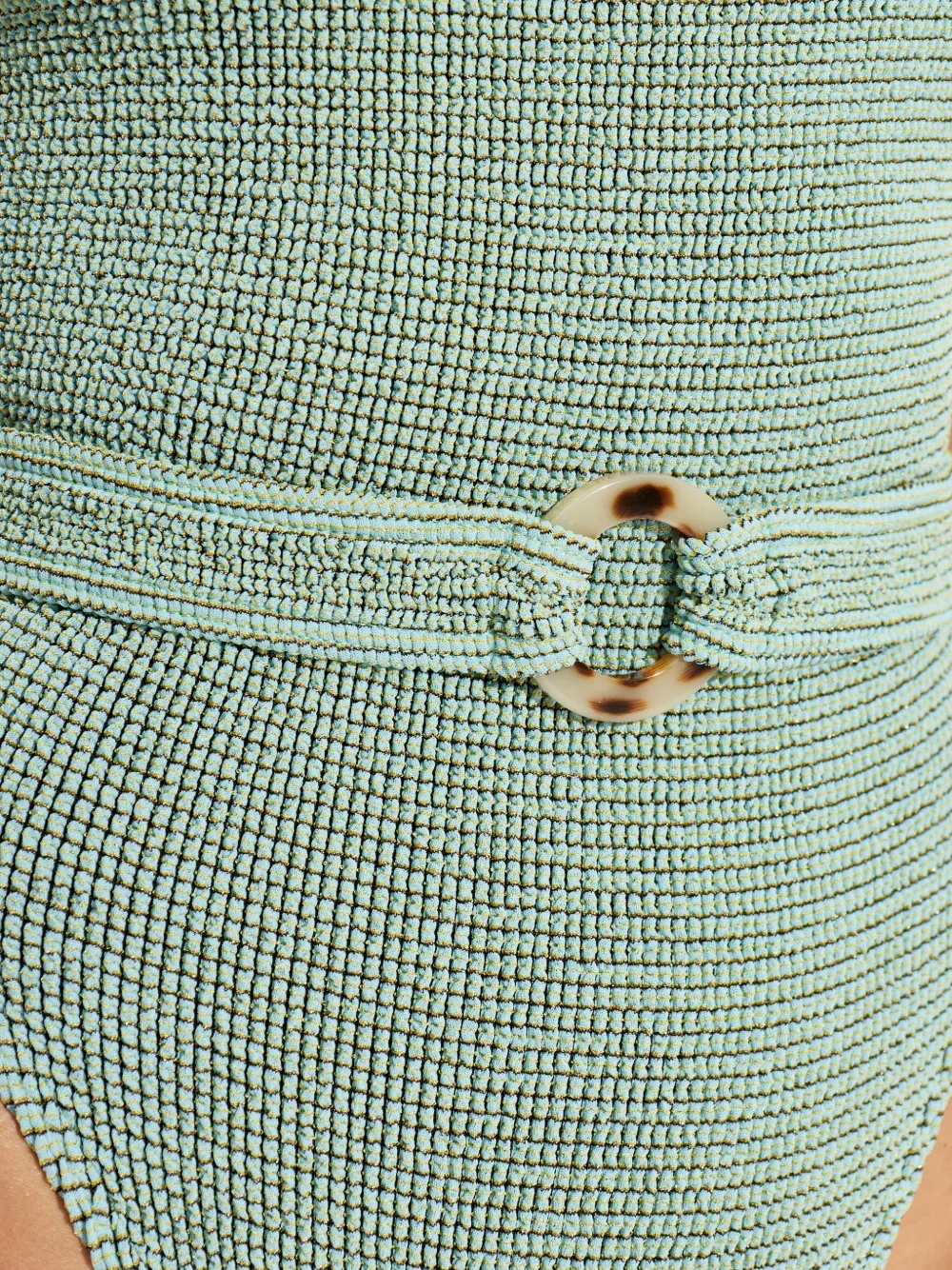  Bond-eye Belted Textured Swimsuit - Green 