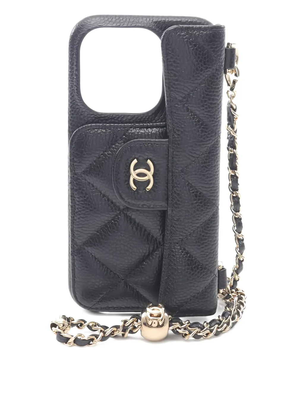 CHANEL Pre-Owned 2021s caviar-leather iPhone 14 Pro case - Nero