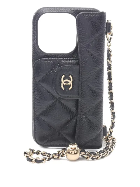 CHANEL Pre-Owned 2021s caviar-leather iPhone 14 Pro case