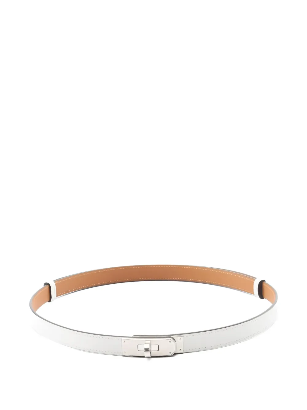 Pre-owned Hermes Kelly Epsom-leather Belt In White