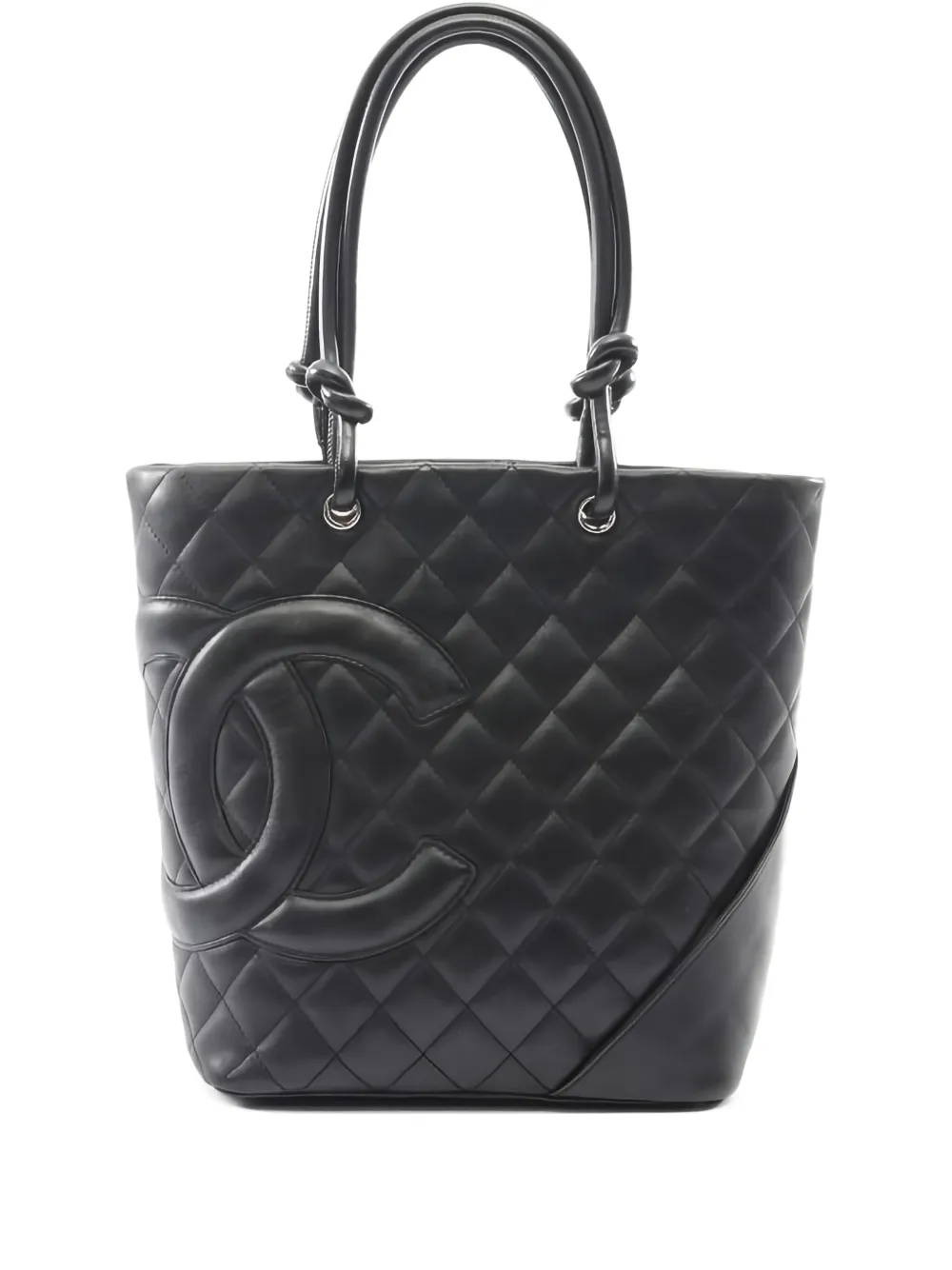 CHANEL Pre-Owned 2003-2004  medium Cambon quilted lambskin tote bag | Black | Image 1