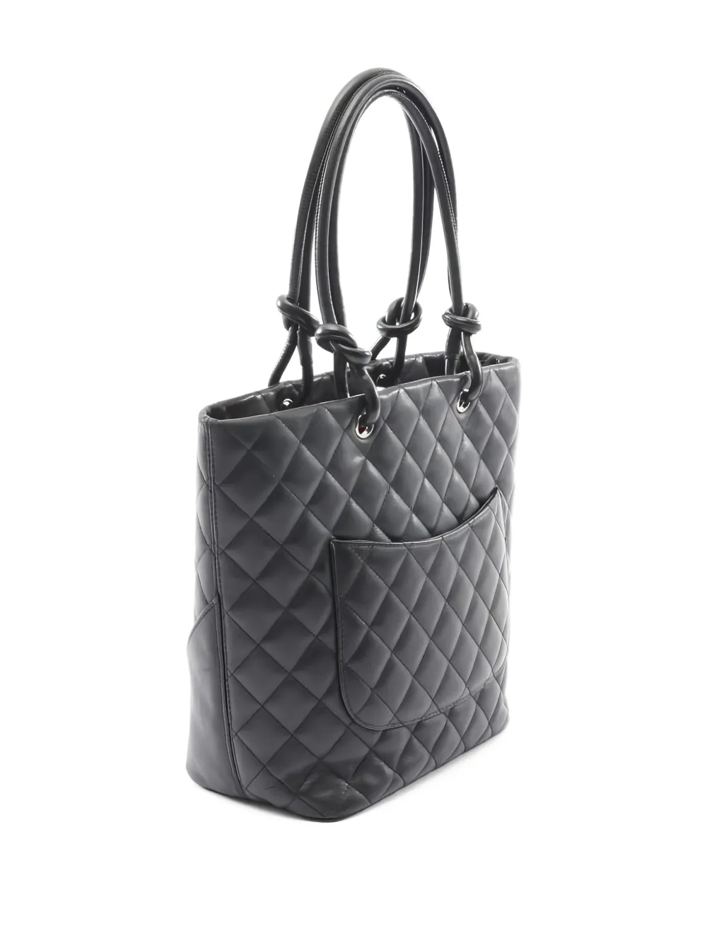 CHANEL Pre-Owned 2003-2004 medium Cambon quilted lambskin tote bag - Zwart