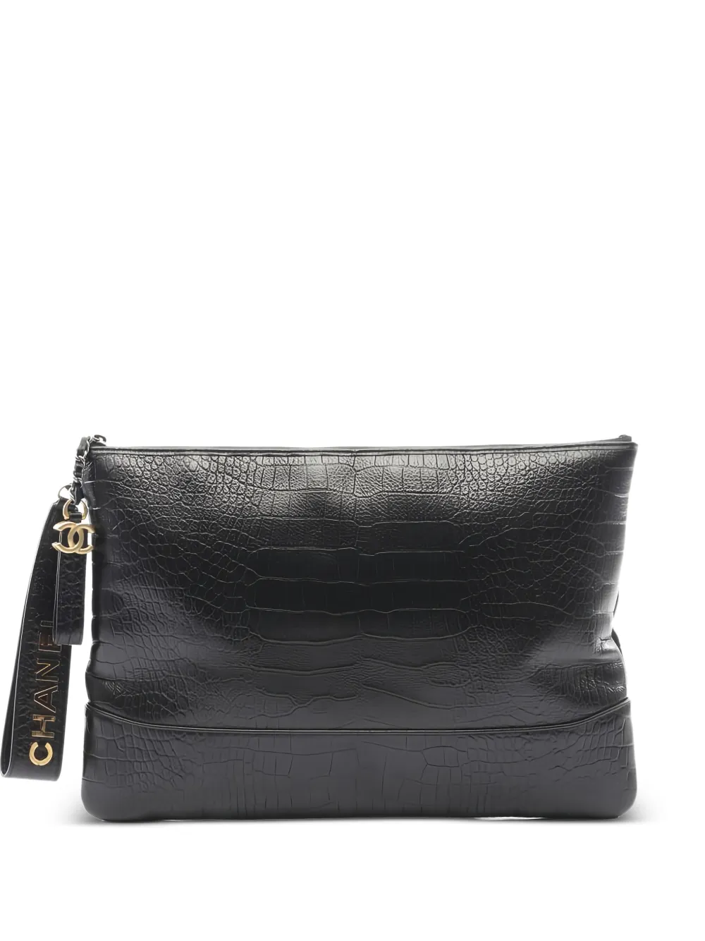 CHANEL Pre-Owned 2019 croc-embossed leather clutch bag - Nero
