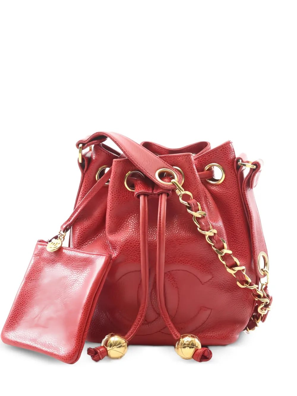 CHANEL Pre-Owned 1986-1988 chain-strap bucket bag - Rosso