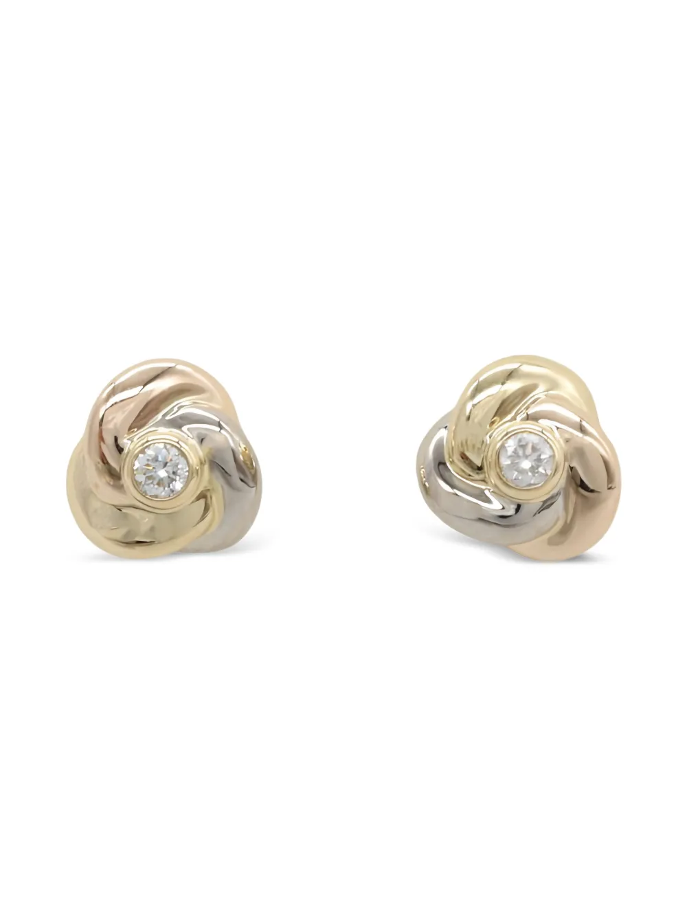Pre-owned Cartier 2010s Baby Trinity Diamond Earrings In Gold