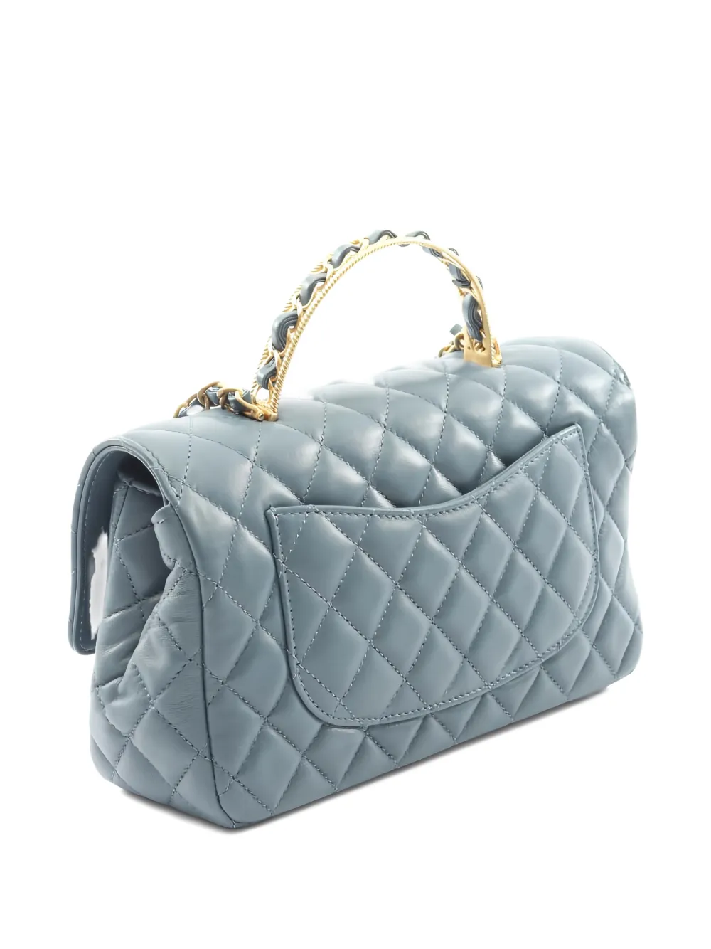 CHANEL Pre-owned 2021 Quilted Top-handle Chain-link Cross-body Bag In Blue