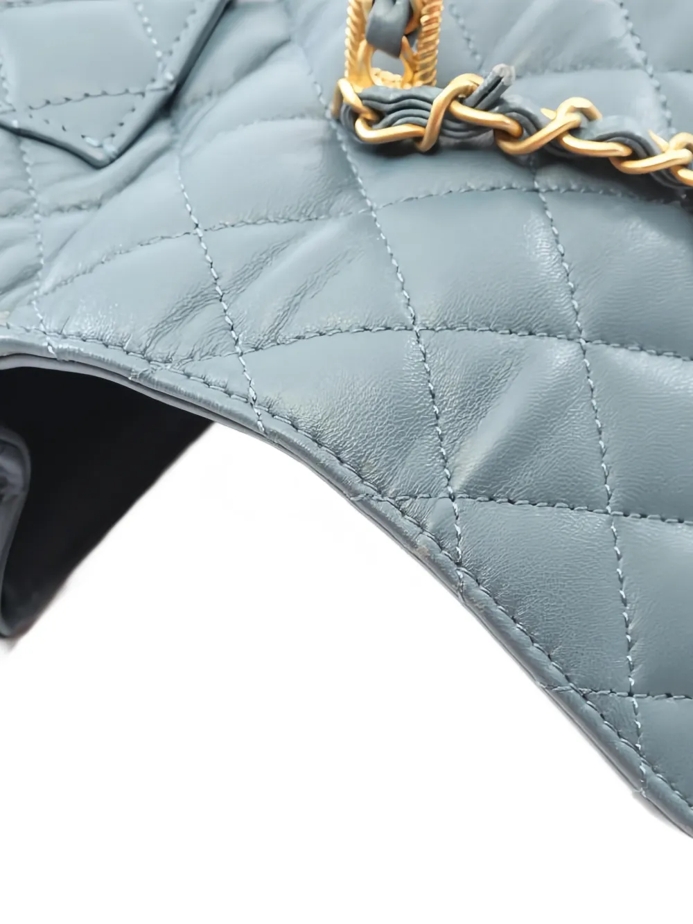 CHANEL Pre-owned 2021 Quilted Top-handle Chain-link Cross-body Bag In Blue