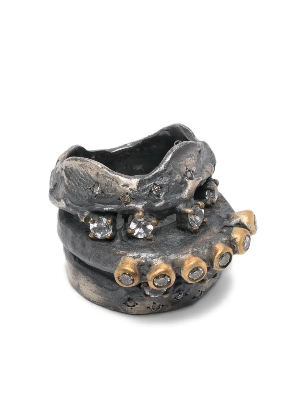 KUNDO studded band ring - Argento