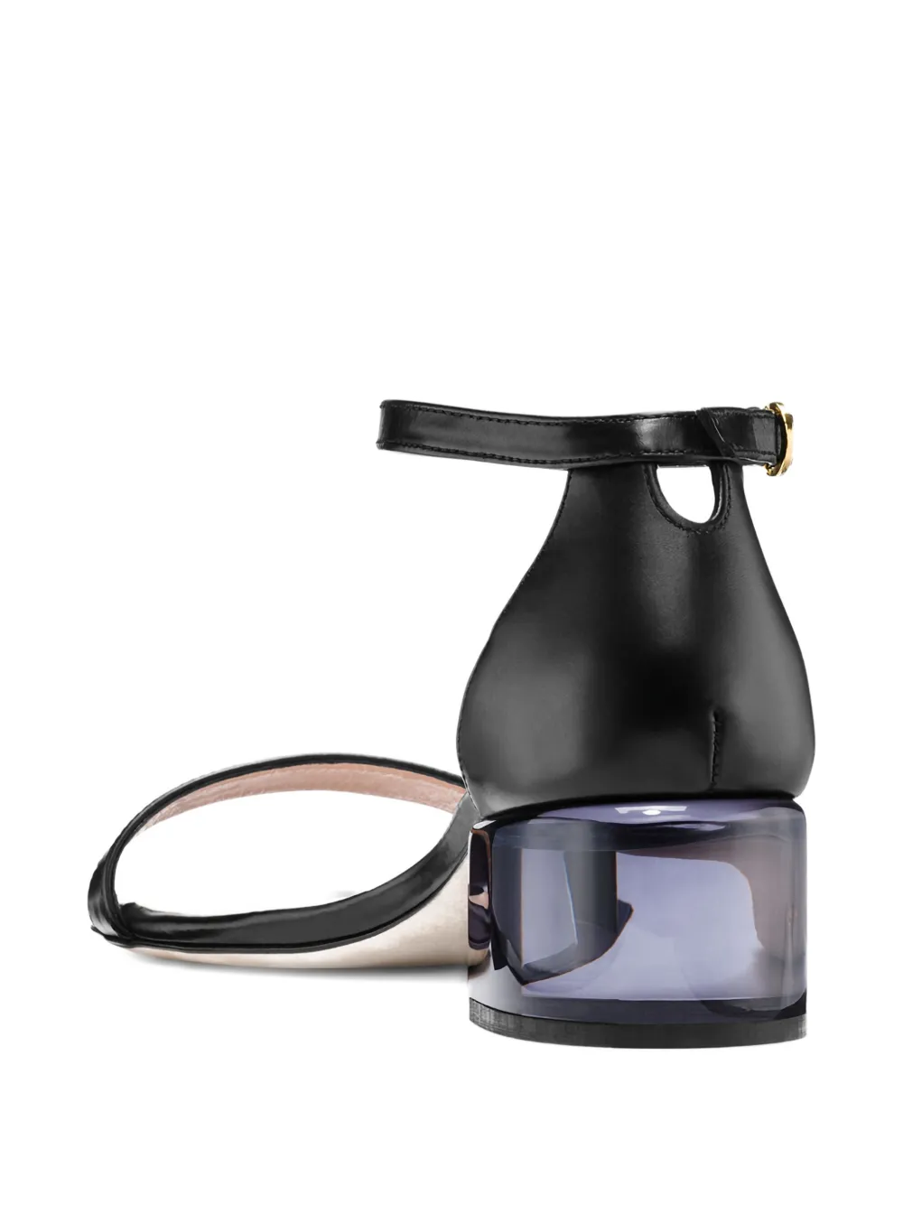 Stuart Weitzman Lucite Block-heel Sandals In Black