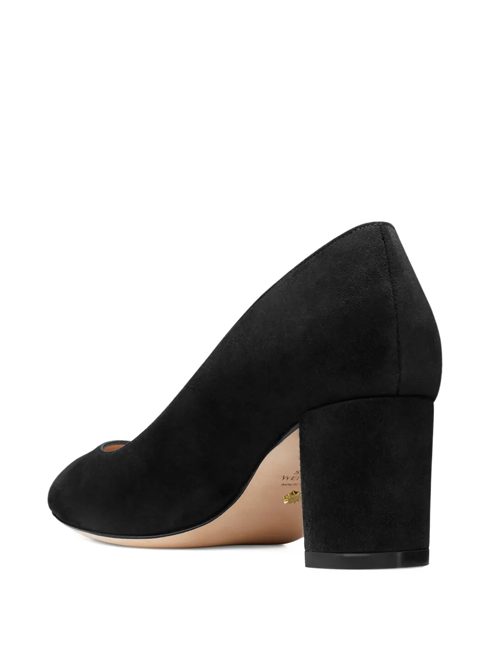 Stuart Weitzman Amata 60 Almond-toe Block-heel Pumps In Black