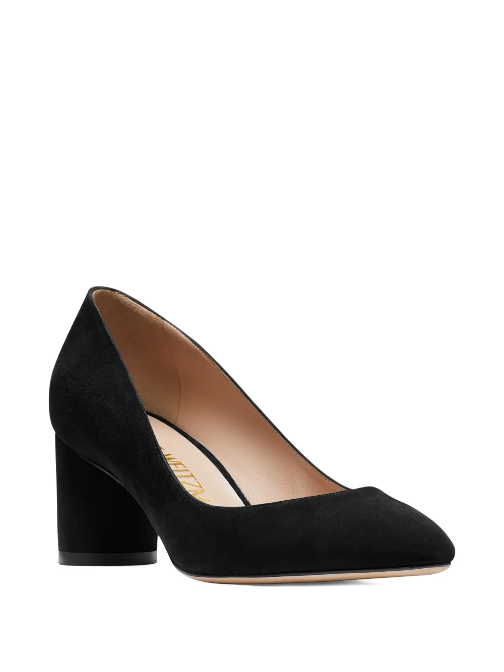 Stuart Weitzman Amata 60 Almond-toe Block-heel Pumps In Black