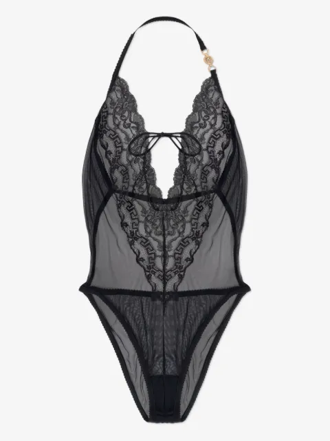 Versace embroidered lace-trim bodysuit
