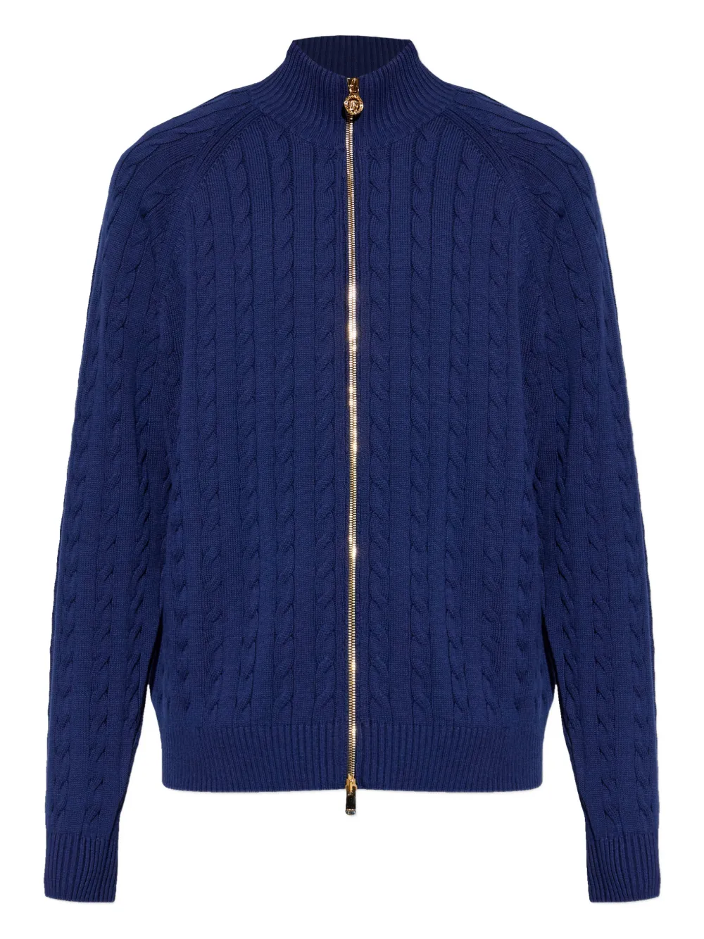 Versace cable-knit zip-up sweater - Blu