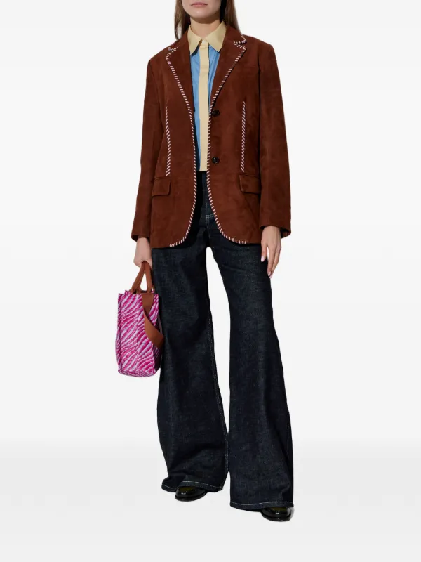 Marni レザージャケット | ブラウン | FARFETCH JP