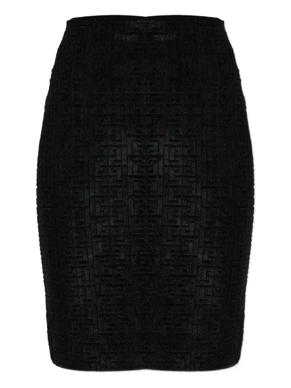 Balmain Logo-pattern Pencil Skirt in Black