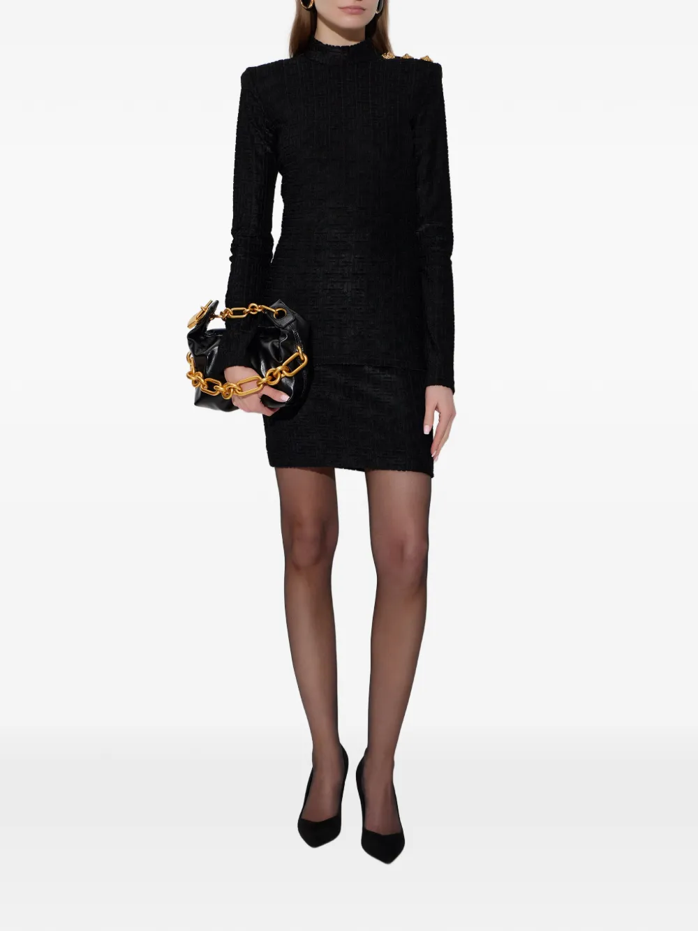 Balmain logo-pattern pencil skirt - Zwart