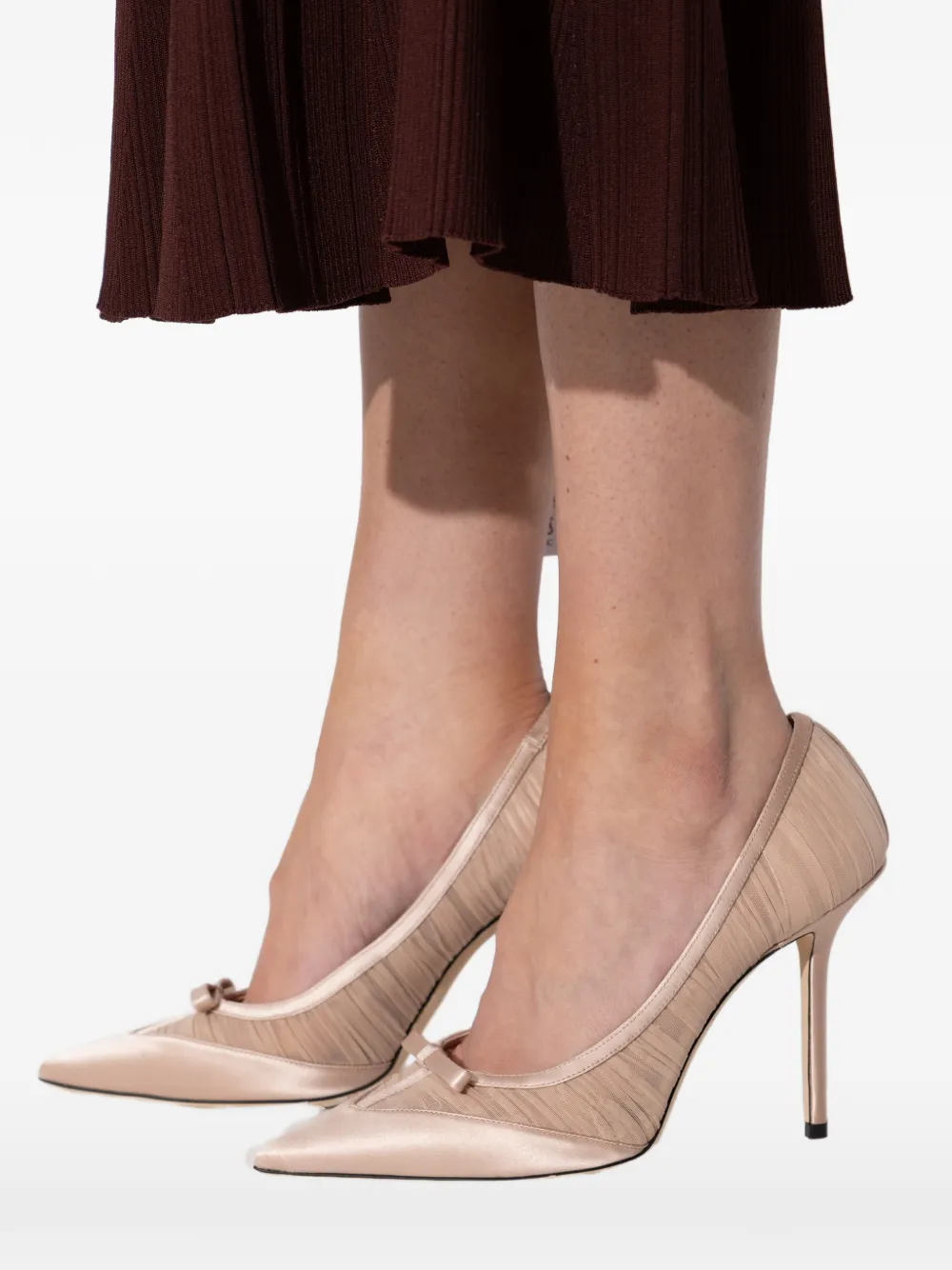 Jimmy Choo Love bow mesh heeled pumps Beige