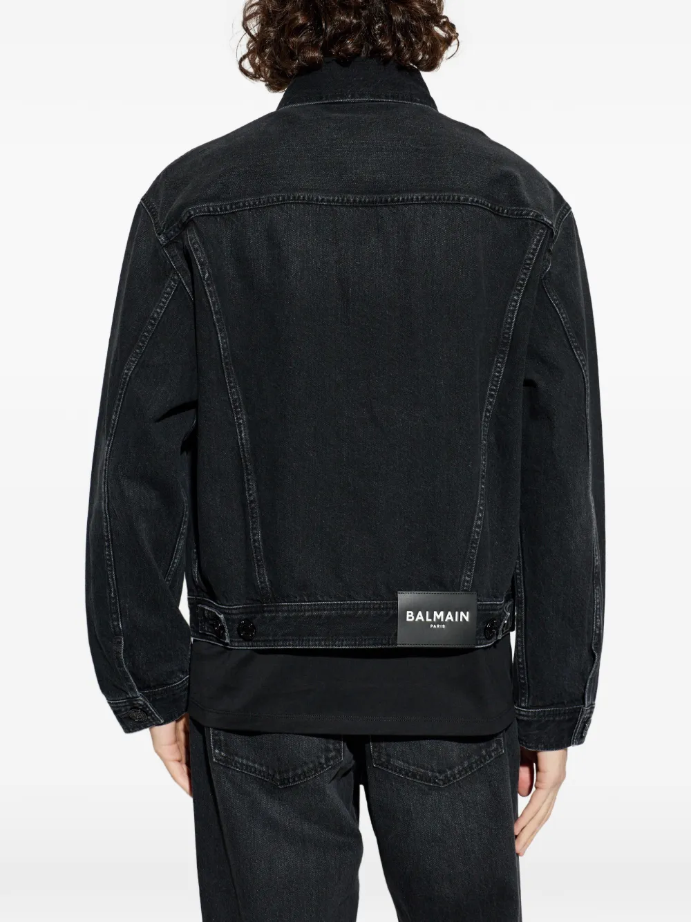 Balmain Button-up denim jack Zwart