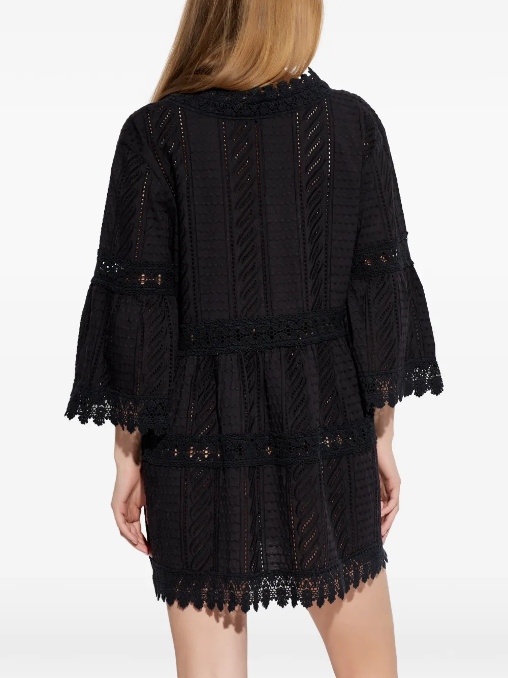 Melissa Odabash Mini-jurk met V-hals en kant Zwart