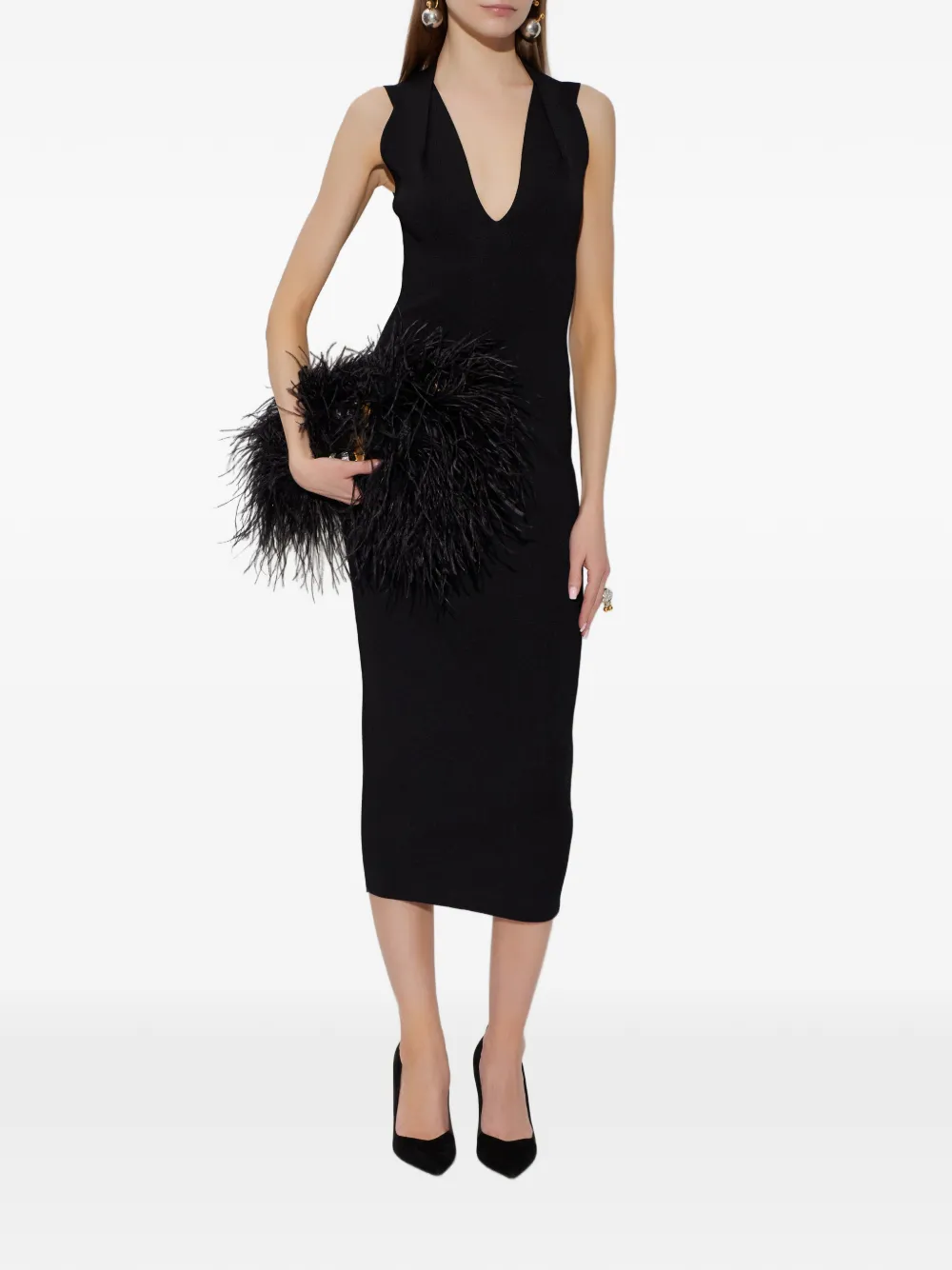 Balmain V-neck zip-up dress - Zwart