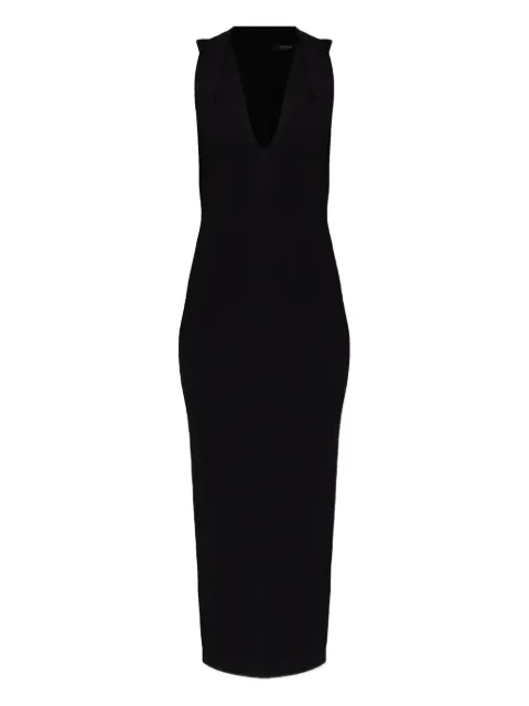 Balmain vestido con cuello en V y cierre
