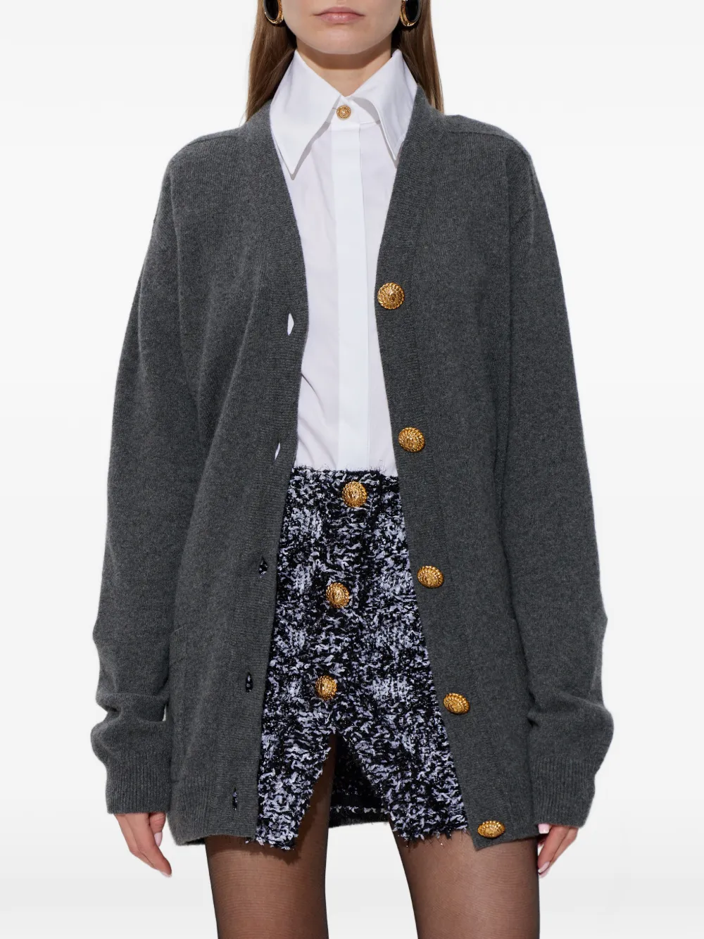 Balmain Vest met zak en knoop Grijs