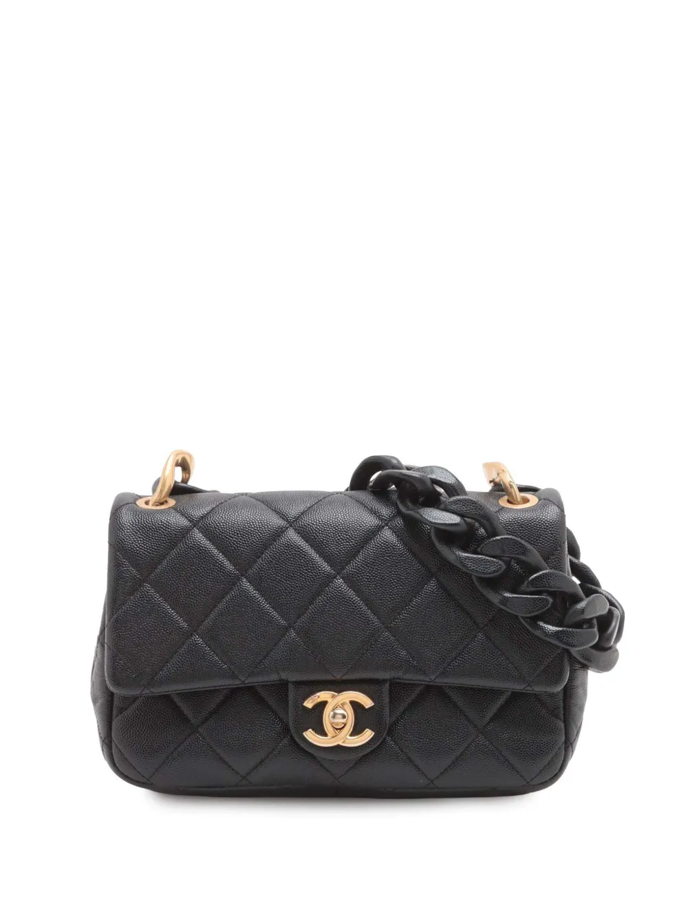 CHANEL Pre-Owned Borsa a spalla Funky Match Flap piccola in pelle Caviar trapuntata 2021-2025 - Nero