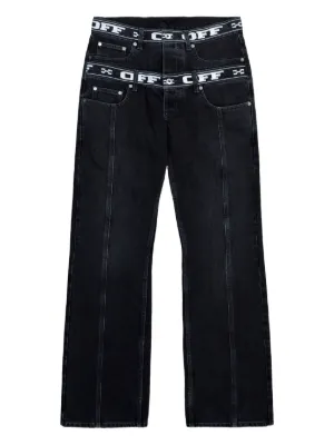 Off-White オフホワイト Diagストライプ スキニージーンズ | ブラック