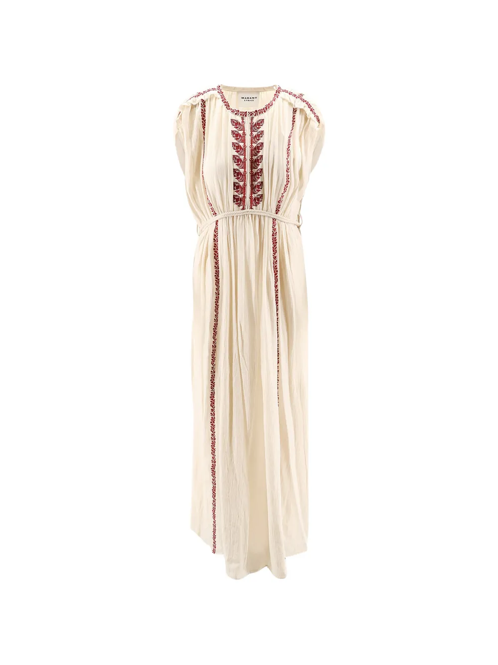 MARANT ÉTOILE embroidered tie waist dress - Toni neutri