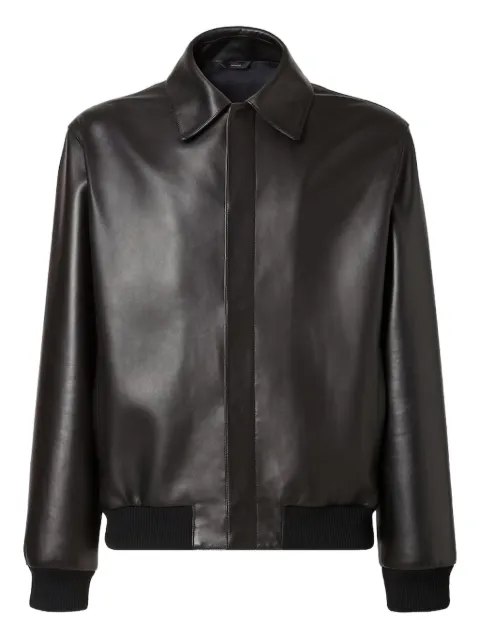 FENDI pointed-collar leather jacket