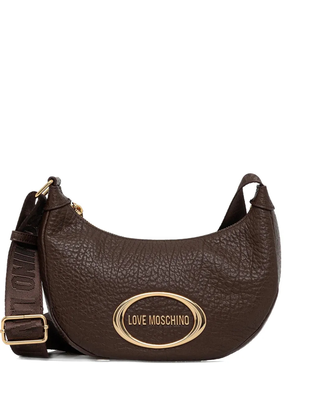 Love Moschino oval-logo cross-body bag - Marrone
