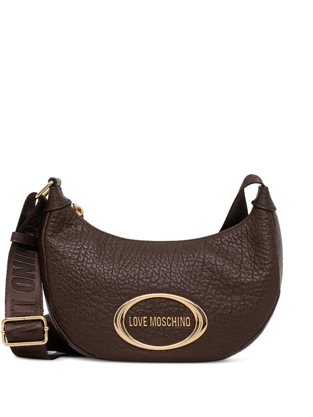 Love Moschino oval-logo cross-body bag - Marrone