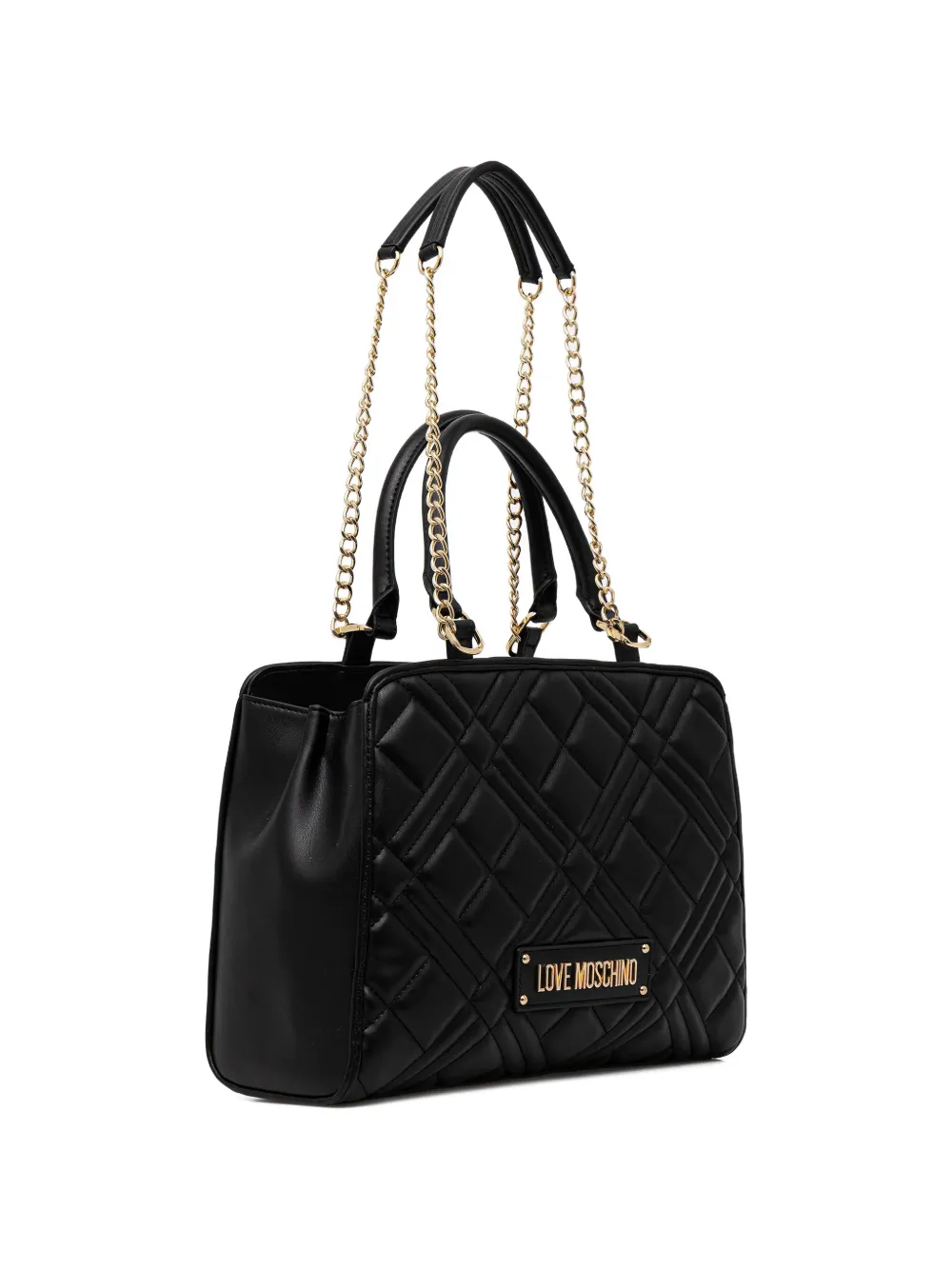 Love Moschino quilted-design logo-plaque tote bag - Zwart