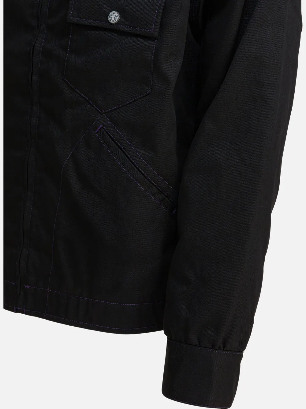 Needles PE C Twill jack met borstzak en logo Zwart