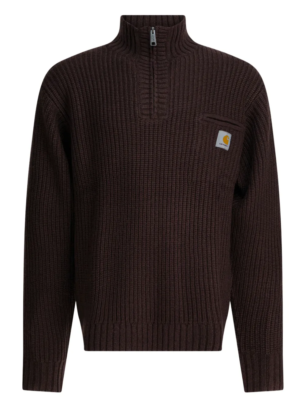 Carhartt WIP Detroit ribbed zip sweater | Brown | Image 1