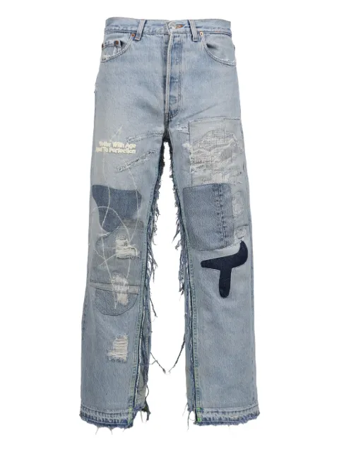 Better with Age  frayed patchwork jeans