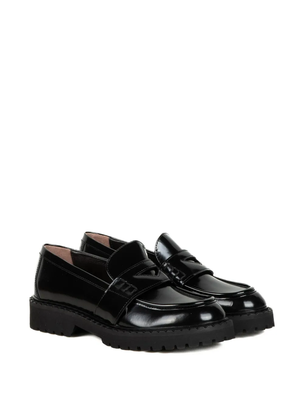 Laura B leather loafers - Zwart