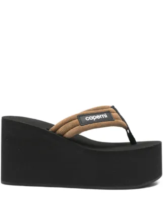 Coperni Platform logo-plaque Heeled Sandals | Black | FARFETCH