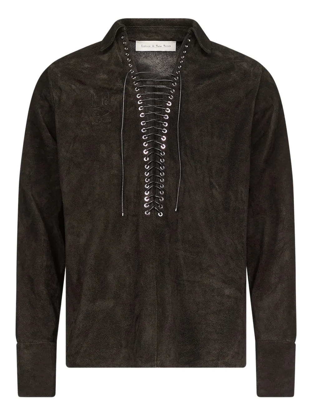 Ludovic De Saint Sernin Alan Lace-up Suede Shirt In Brown