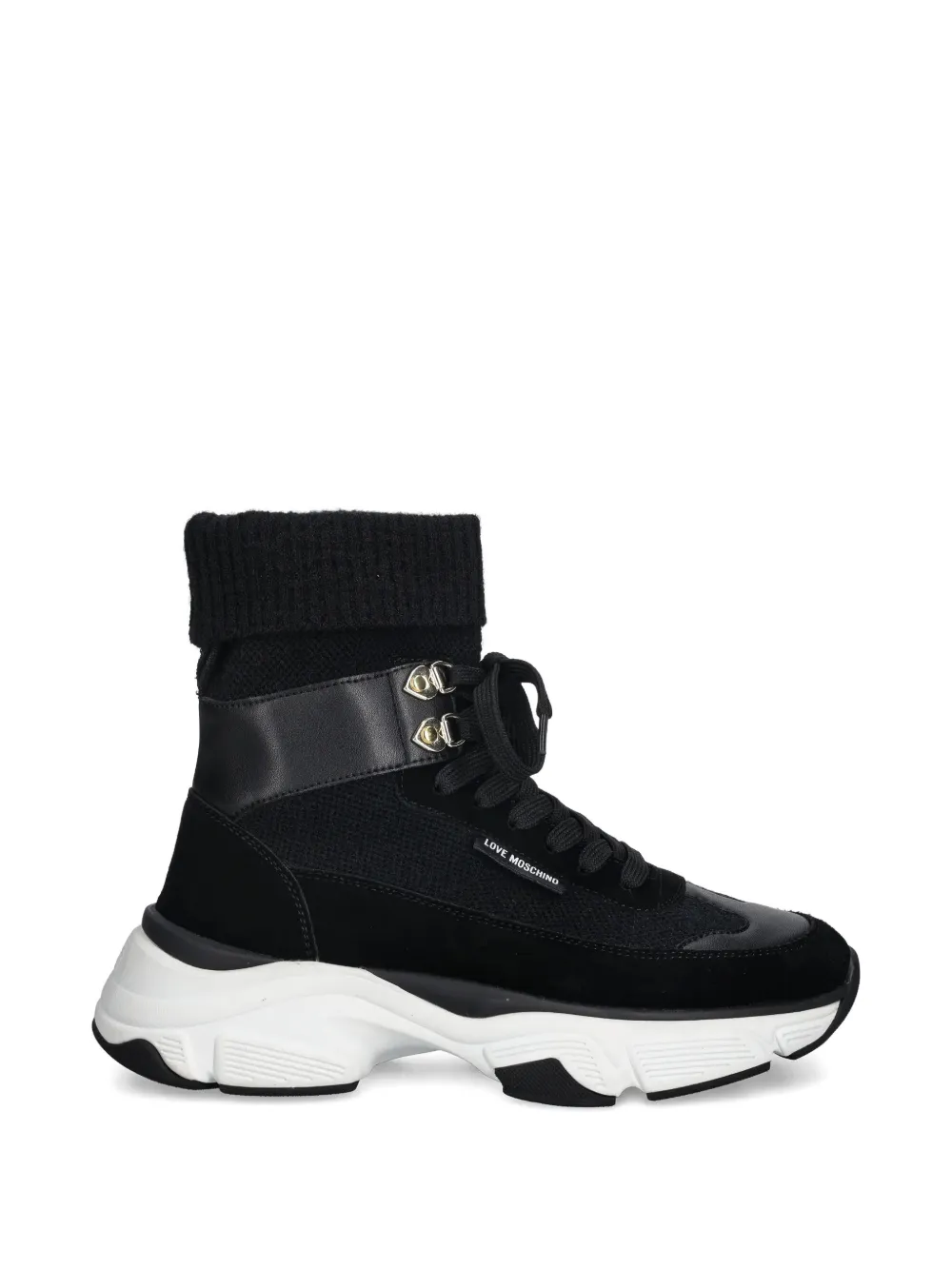 Love Moschino Sneakers met veterdetail Zwart