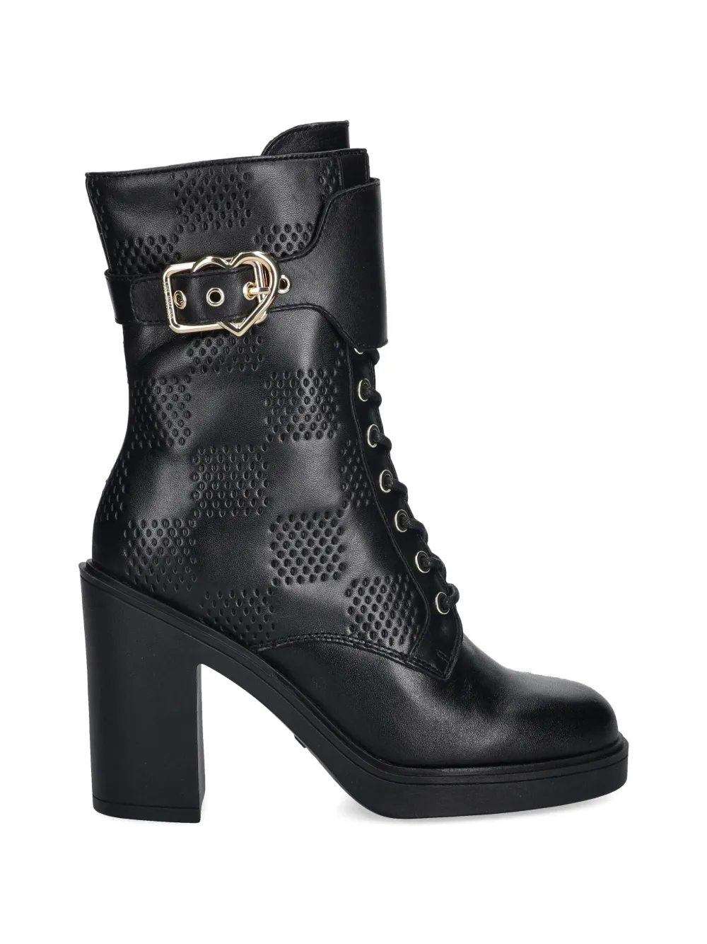 Love Moschino heart-buckle heeled boots Zwart