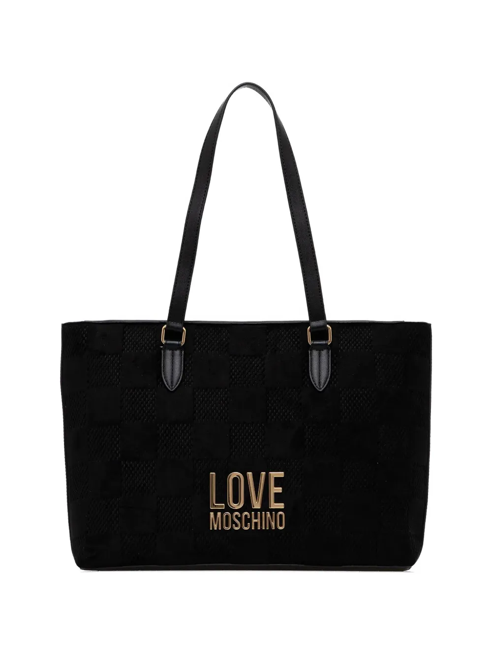 Love Moschino checked-pattern logo-detail tote bag - Nero